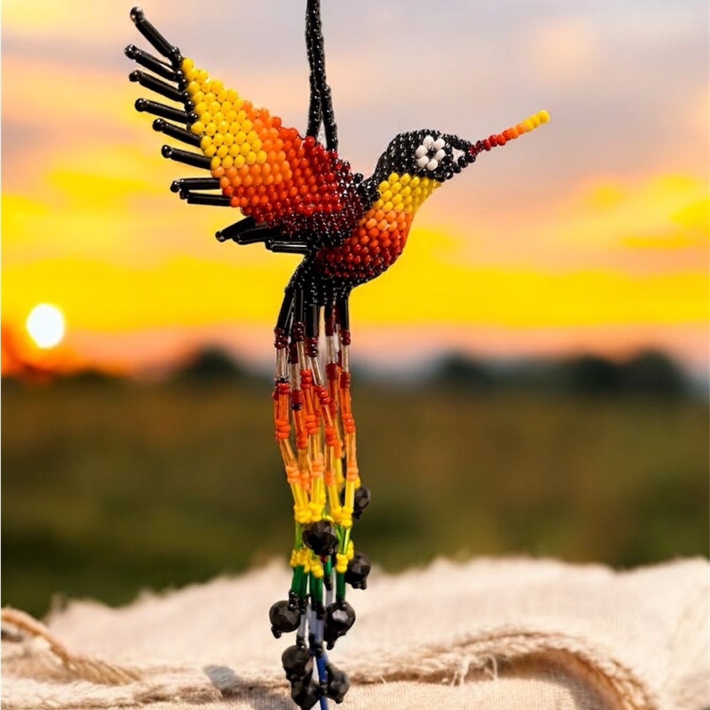 Handmade Guatemalan Beaded Hummingbird Ornament Gift Decoration Sun Catcher